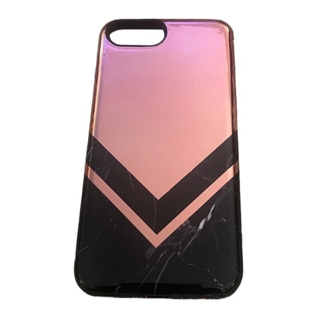 NWOT iPhone 6S / 6 / 7‎ / 8 Plus Rose Gold Mirror Pink Black Marbled Phone Case